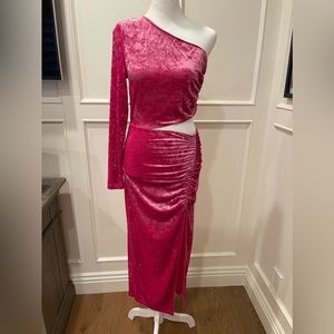 Saylor crushed velvet pink cutout dress. Size S